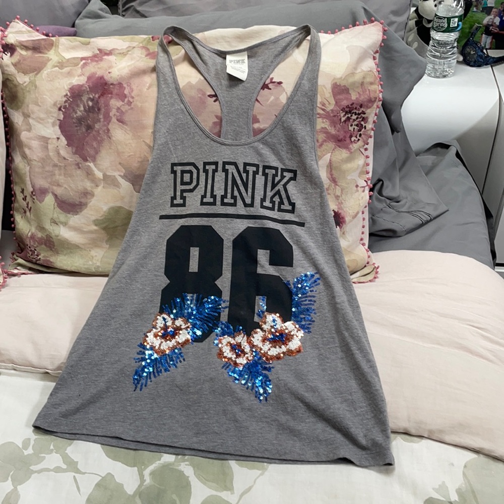 Victoria’s Secret pink floral Bling tank top
